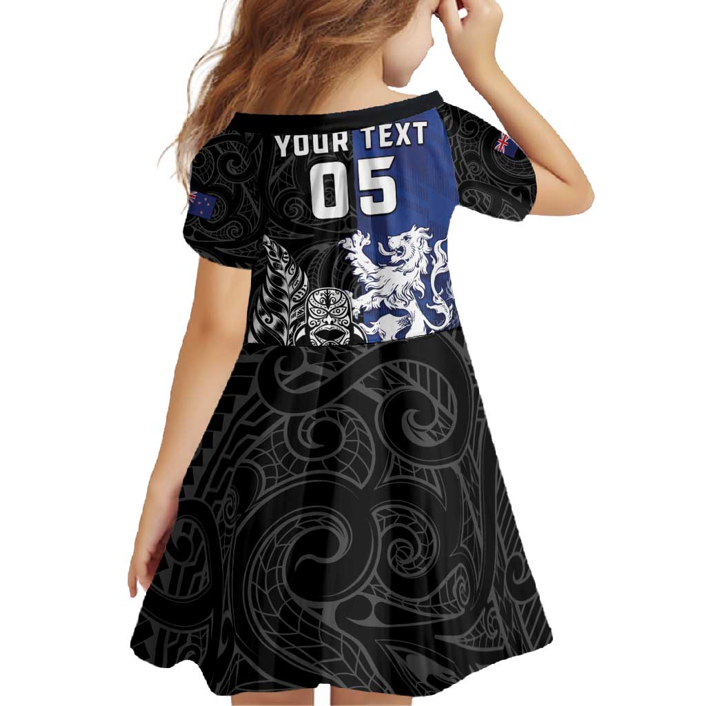 New Zealand And Scotland Rugby Custom Family Matching Off Shoulder Maxi Dress and Hawaiian Shirt Maori Tiki With Thistle Together LT05 - Polynesian Pride