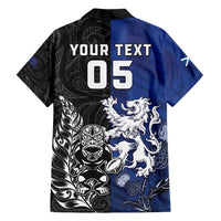 New Zealand And Scotland Rugby Custom Family Matching Puletasi and Hawaiian Shirt Maori Tiki With Thistle Together