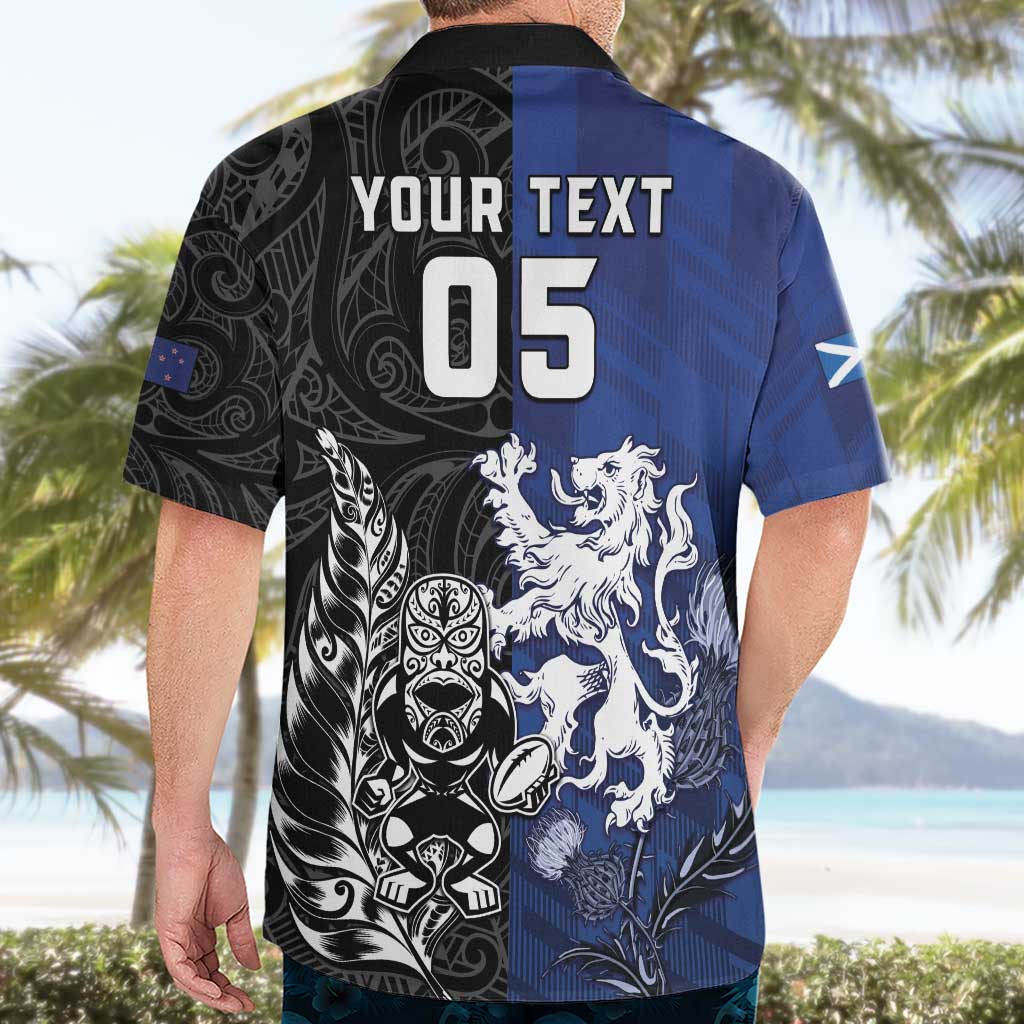 New Zealand And Scotland Rugby Custom Hawaiian Shirt Maori Tiki With Thistle Together LT05 - Polynesian Pride