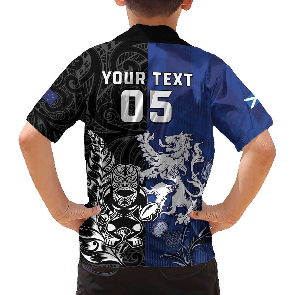 New Zealand And Scotland Rugby Custom Hawaiian Shirt Maori Tiki With Thistle Together LT05 - Polynesian Pride