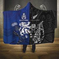 New Zealand And Scotland Rugby Hooded Blanket Maori Tiki With Thistle Together LT05 - Polynesian Pride