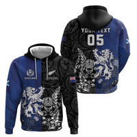 New Zealand And Scotland Rugby Custom Hoodie Maori Tiki With Thistle Together LT05 - Polynesian Pride
