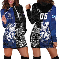 New Zealand And Scotland Rugby Custom Hoodie Dress Maori Tiki With Thistle Together LT05 - Polynesian Pride