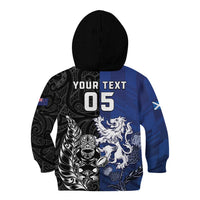 New Zealand And Scotland Rugby Custom Kid Hoodie Maori Tiki With Thistle Together LT05 - Polynesian Pride