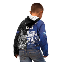 New Zealand And Scotland Rugby Custom Kid Hoodie Maori Tiki With Thistle Together LT05 - Polynesian Pride