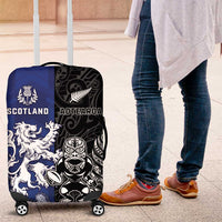 New Zealand And Scotland Rugby Luggage Cover Maori Tiki With Thistle Together LT05 Black - Polynesian Pride
