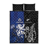 New Zealand And Scotland Rugby Quilt Bed Set Maori Tiki With Thistle Together LT05 - Polynesian Pride