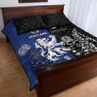 New Zealand And Scotland Rugby Quilt Bed Set Maori Tiki With Thistle Together LT05 - Polynesian Pride
