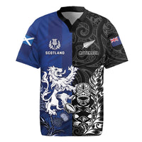 New Zealand And Scotland Rugby Custom Rugby Jersey Maori Tiki With Thistle Together LT05 Black - Polynesian Pride