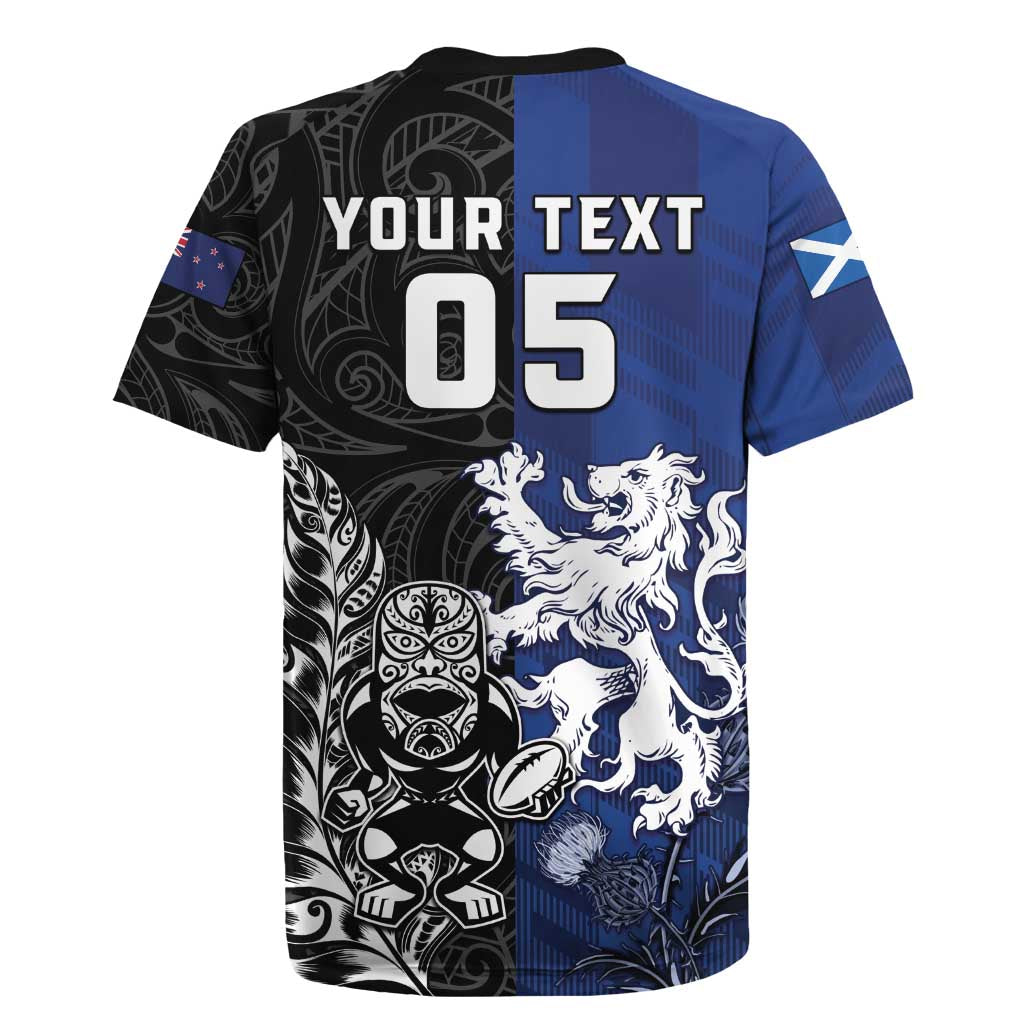 New Zealand And Scotland Rugby Custom Rugby Jersey Maori Tiki With Thistle Together LT05 - Polynesian Pride