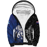 New Zealand And Scotland Rugby Custom Sherpa Hoodie Maori Tiki With Thistle Together LT05 Unisex Black - Polynesian Pride