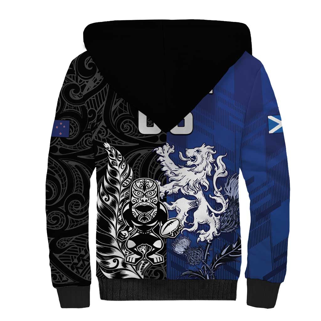 New Zealand And Scotland Rugby Custom Sherpa Hoodie Maori Tiki With Thistle Together LT05 - Polynesian Pride