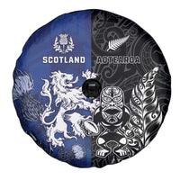 New Zealand And Scotland Rugby Spare Tire Cover Maori Tiki With Thistle Together LT05 - Polynesian Pride