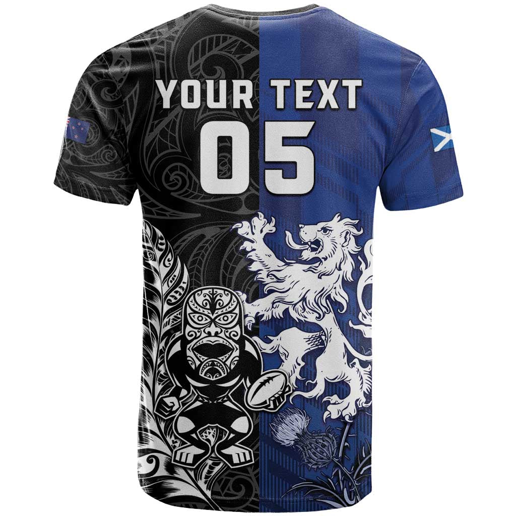 New Zealand And Scotland Rugby Custom T Shirt Maori Tiki With Thistle Together LT05 - Polynesian Pride