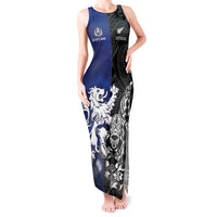 New Zealand And Scotland Rugby Custom Tank Maxi Dress Maori Tiki With Thistle Together LT05 Women Black - Polynesian Pride