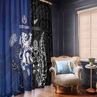 New Zealand And Scotland Rugby Window Curtain Maori Tiki With Thistle Together LT05 - Polynesian Pride