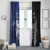 New Zealand And Scotland Rugby Window Curtain Maori Tiki With Thistle Together LT05 - Polynesian Pride