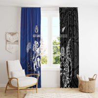 New Zealand And Scotland Rugby Window Curtain Maori Tiki With Thistle Together LT05 - Polynesian Pride