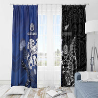 New Zealand And Scotland Rugby Window Curtain Maori Tiki With Thistle Together LT05 - Polynesian Pride