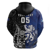 New Zealand And Scotland Rugby Custom Zip Hoodie Maori Tiki With Thistle Together LT05 - Polynesian Pride