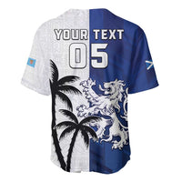 Fiji And Scotland Rugby Custom Baseball Jersey Fijian Palm Tree With Thistle Together