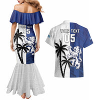 Fiji And Scotland Rugby Custom Couples Matching Mermaid Dress and Hawaiian Shirt Fijian Palm Tree With Thistle Together LT05 - Polynesian Pride