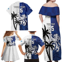 Fiji And Scotland Rugby Custom Family Matching Off Shoulder Maxi Dress and Hawaiian Shirt Fijian Palm Tree With Thistle Together LT05 - Polynesian Pride