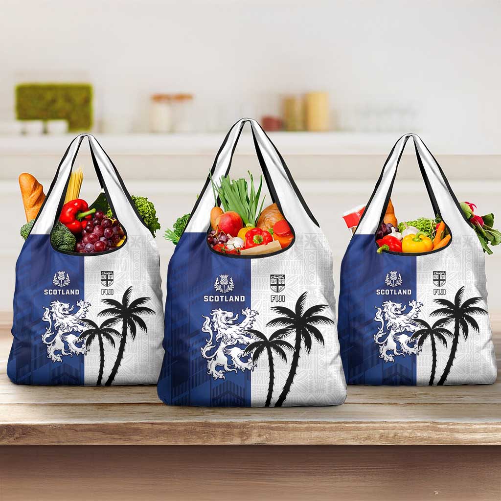Fiji And Scotland Rugby Grocery Bag Fijian Palm Tree With Thistle Together LT05 3-pack One Size Blue - Polynesian Pride