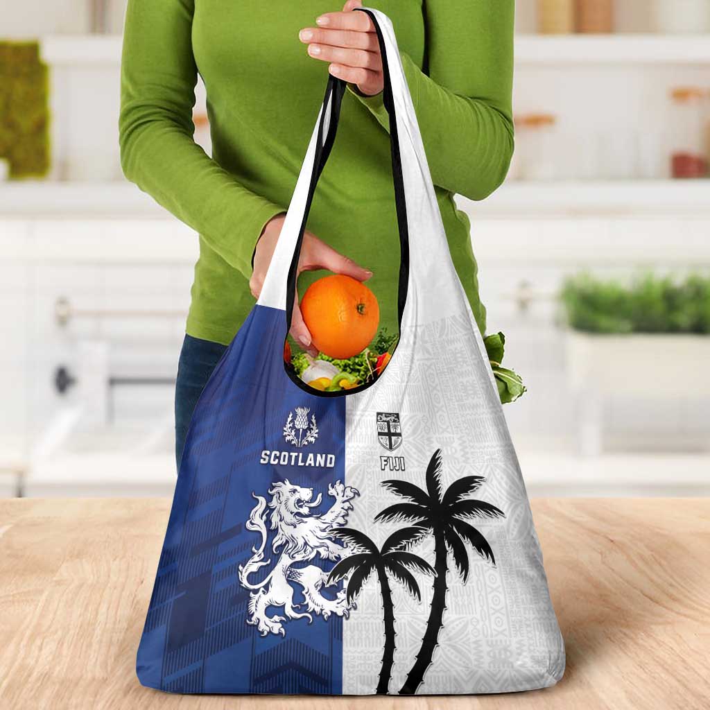 Fiji And Scotland Rugby Grocery Bag Fijian Palm Tree With Thistle Together LT05 - Polynesian Pride