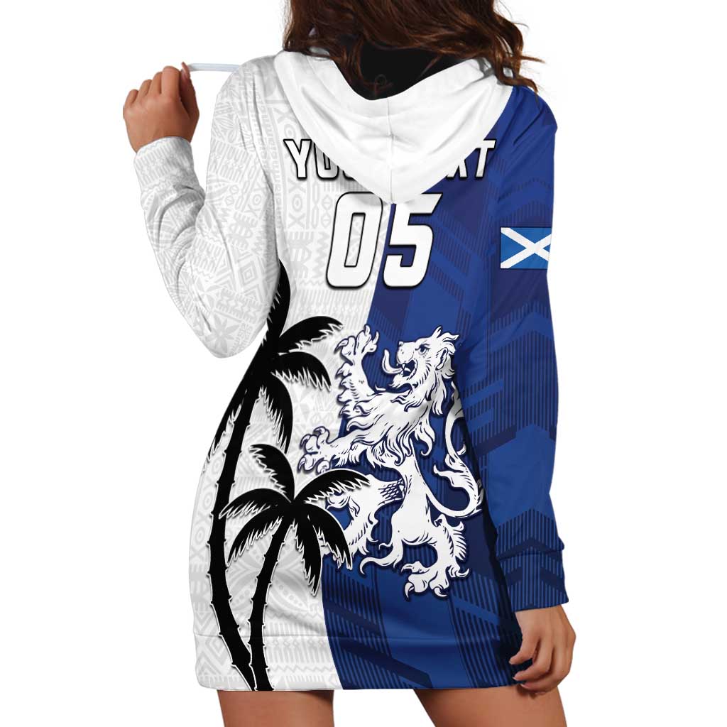 Fiji And Scotland Rugby Custom Hoodie Dress Fijian Palm Tree With Thistle Together LT05 - Polynesian Pride
