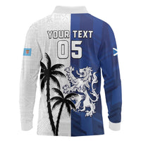 Fiji And Scotland Rugby Custom Long Sleeve Polo Shirt Fijian Palm Tree With Thistle Together LT05 - Polynesian Pride