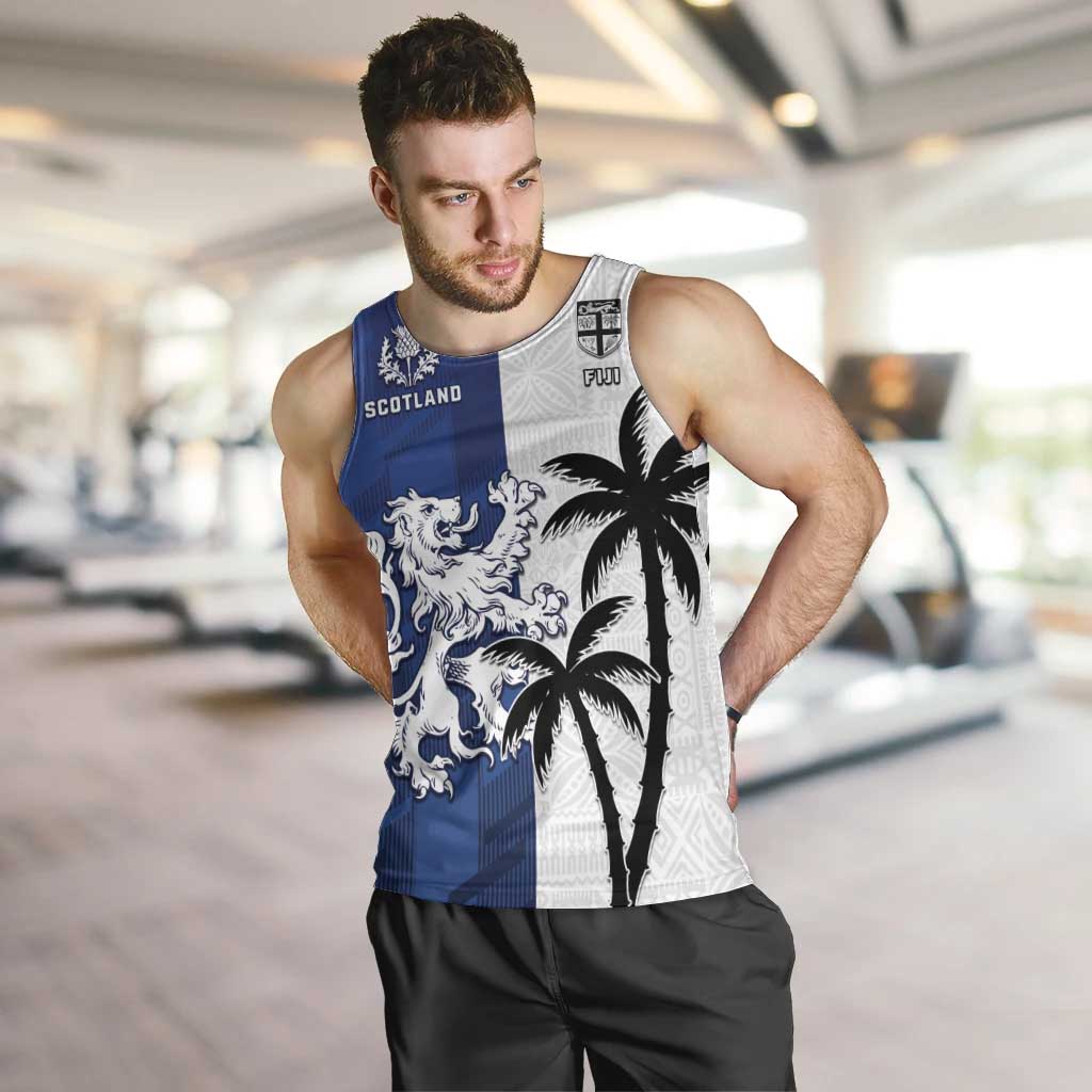 Fiji And Scotland Rugby Custom Men Tank Top Fijian Palm Tree With Thistle Together