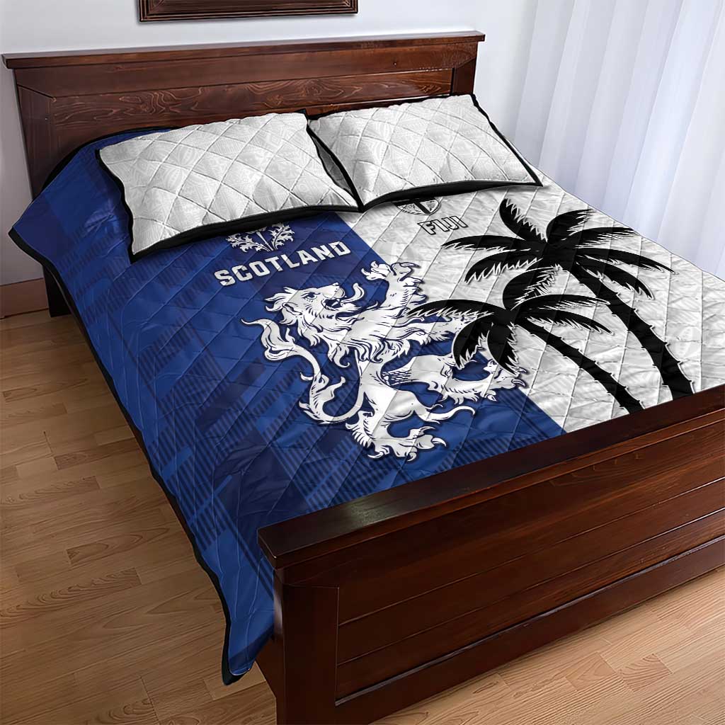 Fiji And Scotland Rugby Quilt Bed Set Fijian Palm Tree With Thistle Together
