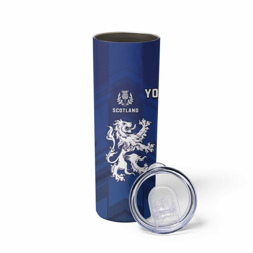 Fiji And Scotland Rugby Custom Skinny Tumbler Fijian Palm Tree With Thistle Together