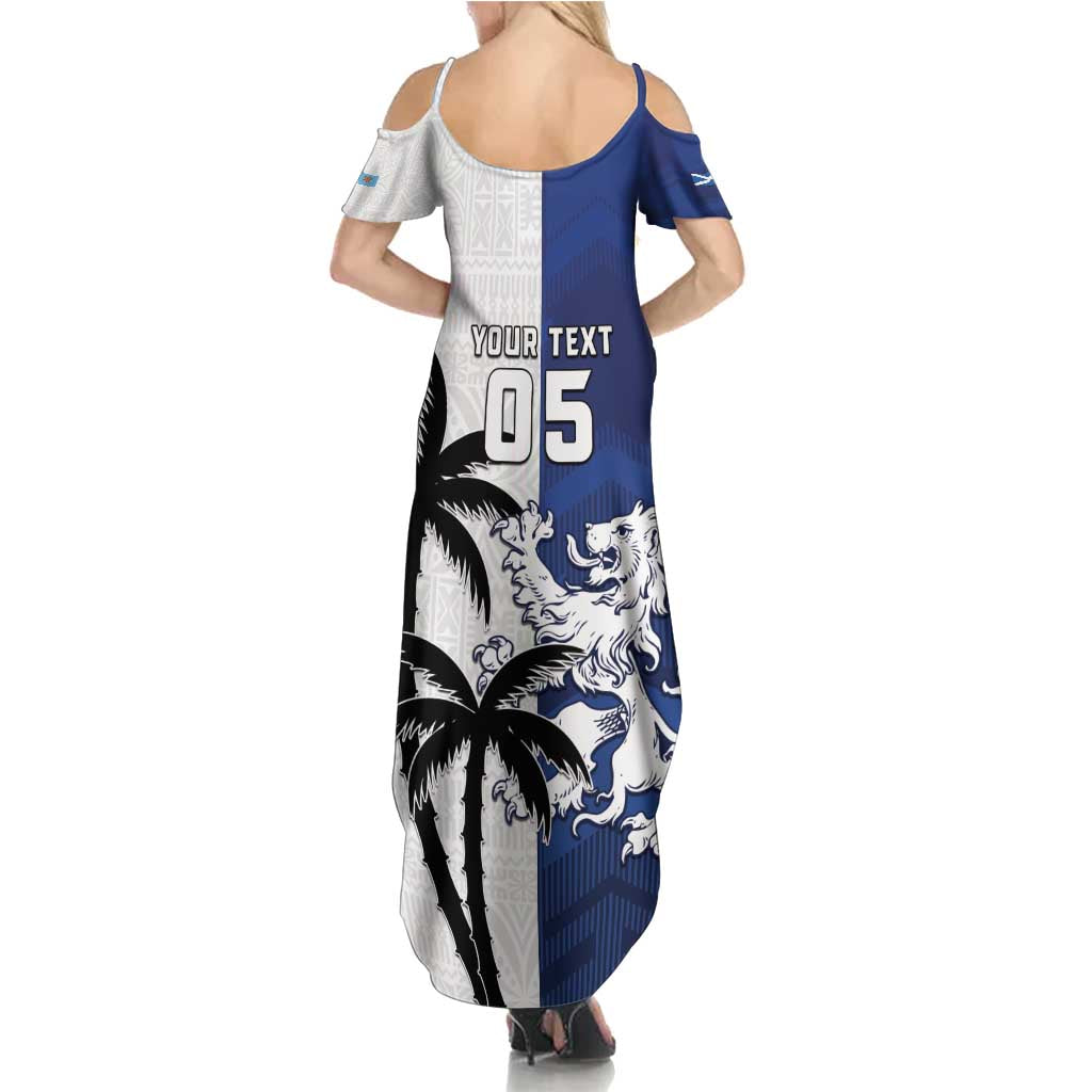 Fiji And Scotland Rugby Custom Summer Maxi Dress Fijian Palm Tree With Thistle Together