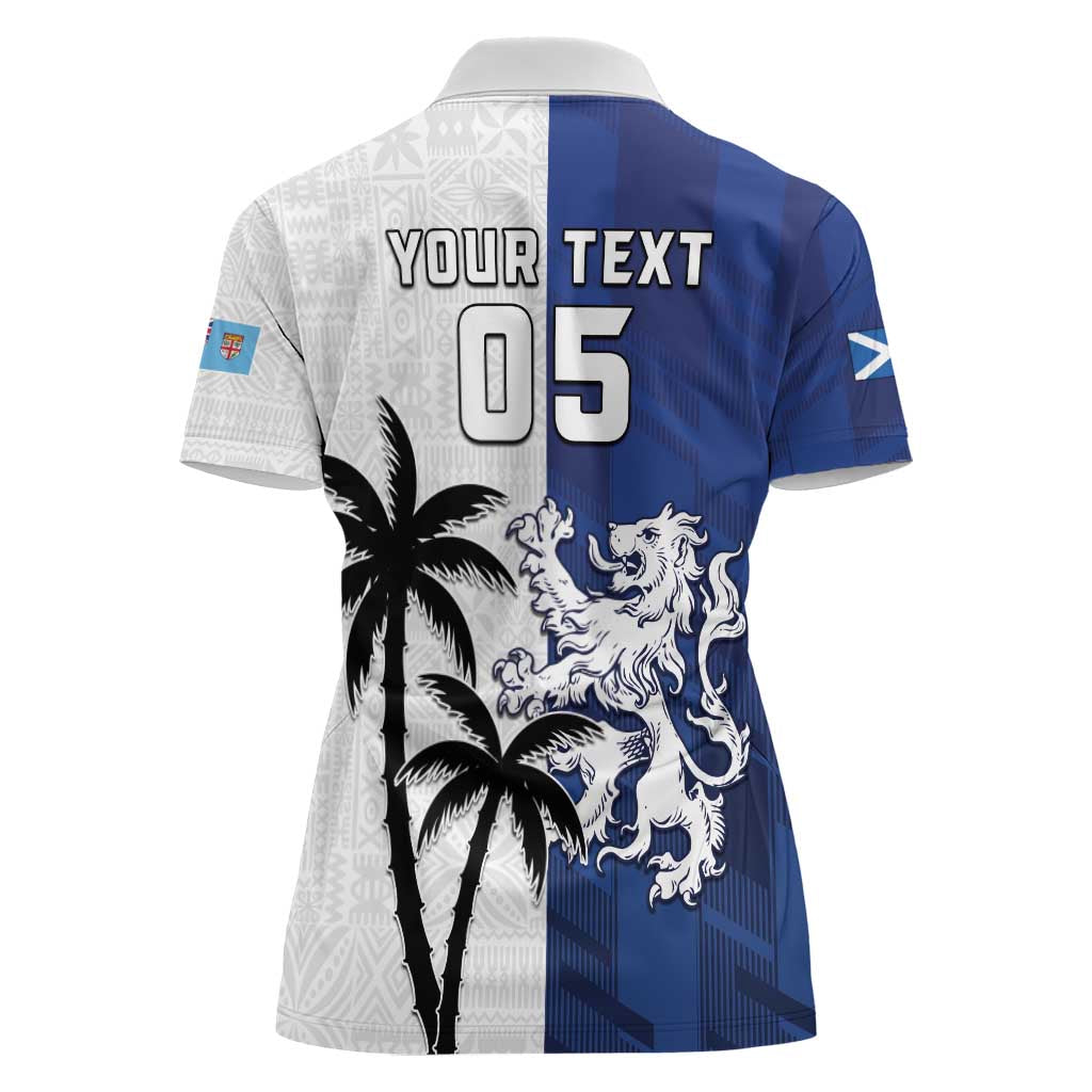 Fiji And Scotland Rugby Custom Women Polo Shirt Fijian Palm Tree With Thistle Together LT05 - Polynesian Pride