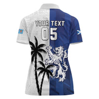 Fiji And Scotland Rugby Custom Women Polo Shirt Fijian Palm Tree With Thistle Together LT05 - Polynesian Pride