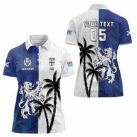 Fiji And Scotland Rugby Custom Women Polo Shirt Fijian Palm Tree With Thistle Together LT05 - Polynesian Pride