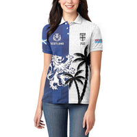 Fiji And Scotland Rugby Custom Women Polo Shirt Fijian Palm Tree With Thistle Together LT05 - Polynesian Pride