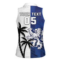 Fiji And Scotland Rugby Custom Women Sleeveless Polo Shirt Fijian Palm Tree With Thistle Together LT05 - Polynesian Pride