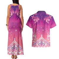 New Zealand Matariki Couples Matching Tank Maxi Dress and Hawaiian Shirt Maori Marae Purple Galaxy LT05 - Polynesian Pride