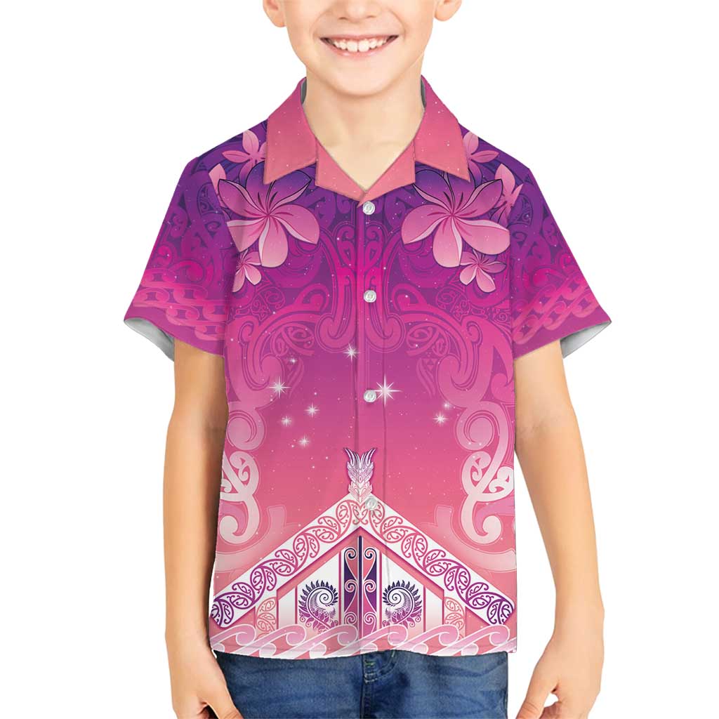 New Zealand Matariki Family Matching Long Sleeve Bodycon Dress and Hawaiian Shirt Maori Marae Purple Galaxy LT05 Son's Shirt Purple - Polynesian Pride