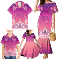 New Zealand Matariki Family Matching Mermaid Dress and Hawaiian Shirt Maori Marae Purple Galaxy LT05 - Polynesian Pride