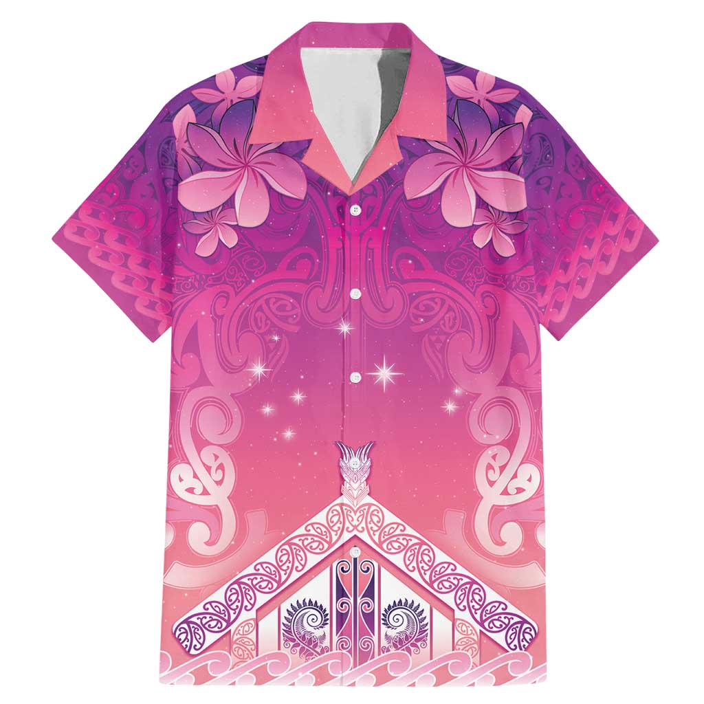 New Zealand Matariki Family Matching Mermaid Dress and Hawaiian Shirt Maori Marae Purple Galaxy LT05 Dad's Shirt - Short Sleeve Purple - Polynesian Pride