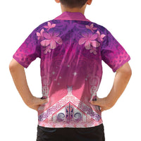 New Zealand Matariki Family Matching Off The Shoulder Long Sleeve Dress and Hawaiian Shirt Maori Marae Purple Galaxy LT05 - Polynesian Pride