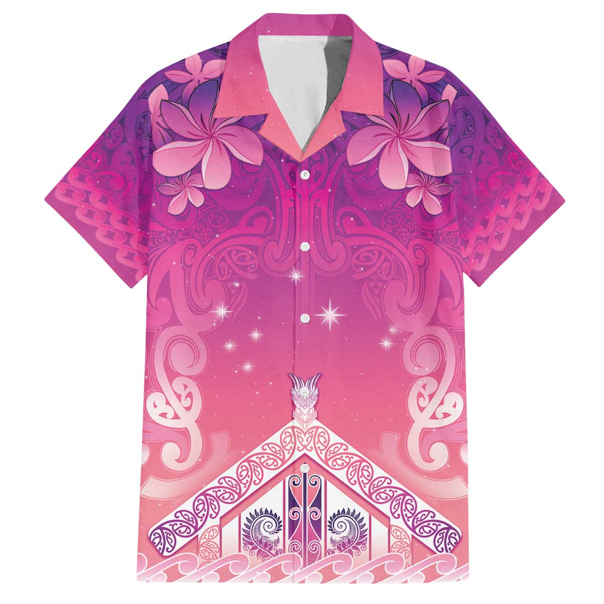 New Zealand Matariki Family Matching Off The Shoulder Long Sleeve Dress and Hawaiian Shirt Maori Marae Purple Galaxy LT05 Dad's Shirt - Short Sleeve Purple - Polynesian Pride