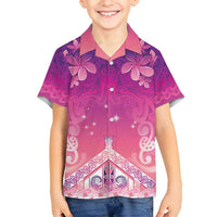 New Zealand Matariki Family Matching Off Shoulder Maxi Dress and Hawaiian Shirt Maori Marae Purple Galaxy LT05 Son's Shirt Purple - Polynesian Pride
