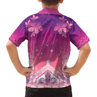 New Zealand Matariki Family Matching Off Shoulder Short Dress and Hawaiian Shirt Maori Marae Purple Galaxy LT05 - Polynesian Pride