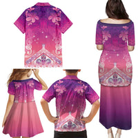 New Zealand Matariki Family Matching Puletasi and Hawaiian Shirt Maori Marae Purple Galaxy LT05 - Polynesian Pride