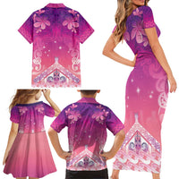 New Zealand Matariki Family Matching Short Sleeve Bodycon Dress and Hawaiian Shirt Maori Marae Purple Galaxy LT05 - Polynesian Pride